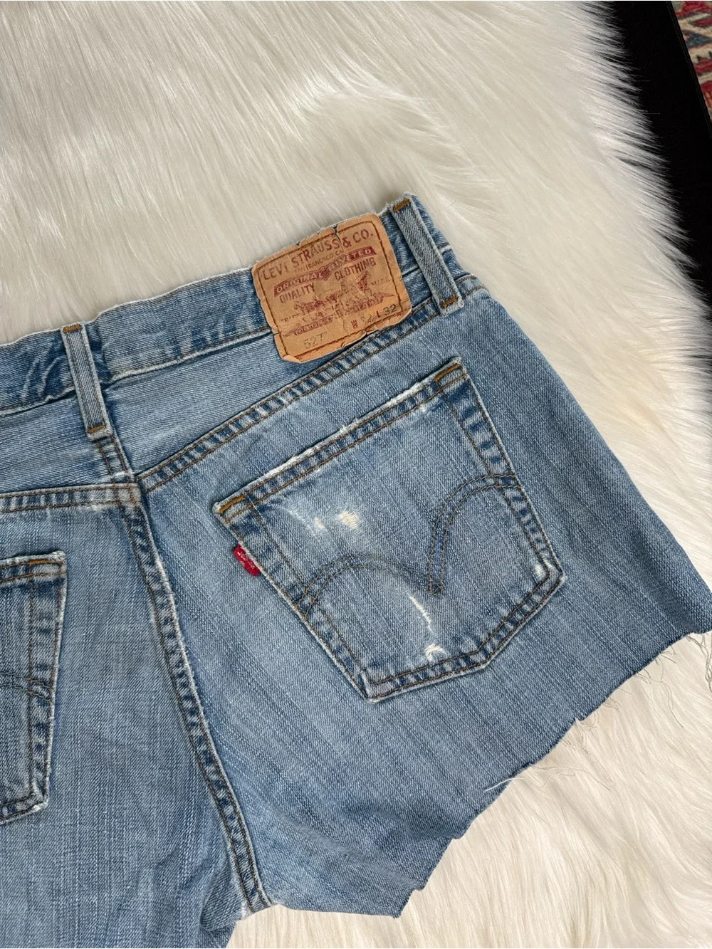 Levi’s Faded Whiskered High Rise Denim Cut Offs from Mens Bootcut Jeans